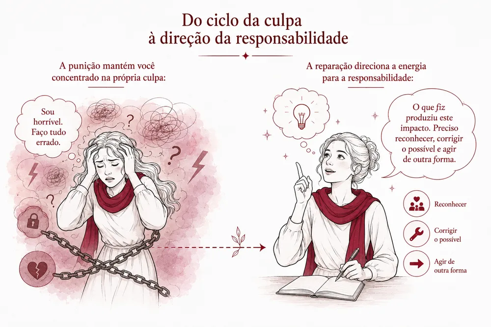 Reflexão sobre culpa, responsabilidade e padrões emocionais que se repetem
